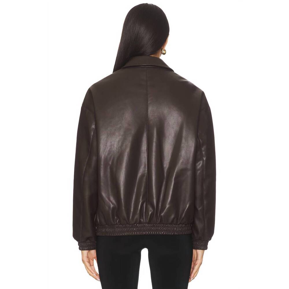 NEW ENZA COSTA bomber leather jacket in dark brown - Picture 3 of 9